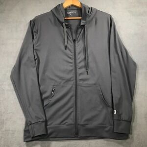 Barbell Apparel Hoodie Sweatshirt Men's Large Gray Performance Stretch Full Zip